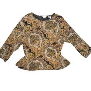 Vintage Laura Ashley Top Paisley Long‎ Sleeve Women’s medium boho